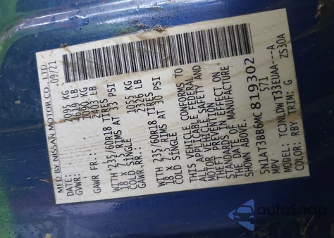 2021 Nissan Rogue Sv Intelligent Awd from USA, damaged, VIN 5N1AT3BB6MC819302